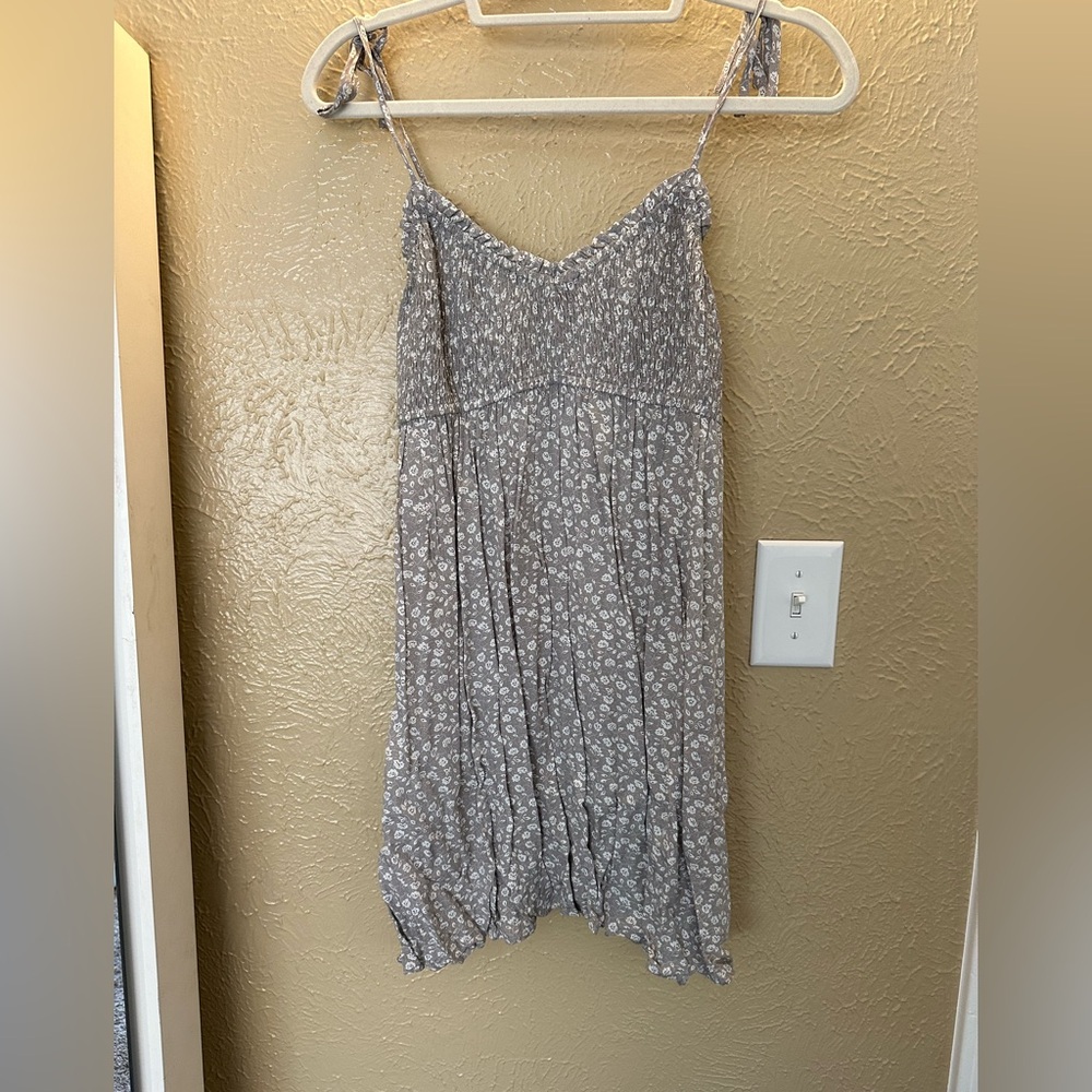 Gray Floral Midi Dress